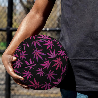 Purple Marijuana Leaf Pattern Print Basketball