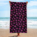 Purple Marijuana Leaf Pattern Print Beach Towel