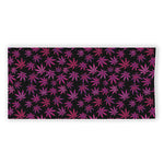 Purple Marijuana Leaf Pattern Print Beach Towel