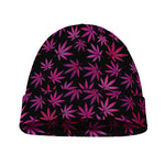 Purple Marijuana Leaf Pattern Print Beanie