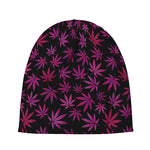 Purple Marijuana Leaf Pattern Print Beanie