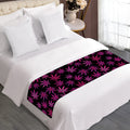 Purple Marijuana Leaf Pattern Print Bed Runner