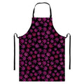 Purple Marijuana Leaf Pattern Print Bib Apron With Pocket