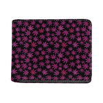 Purple Marijuana Leaf Pattern Print Bifold Wallet