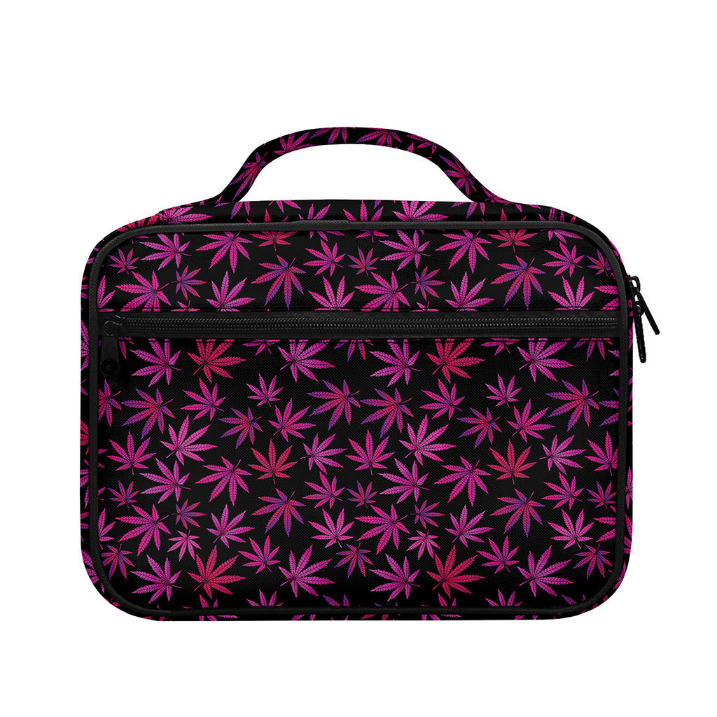 Purple Marijuana Leaf Pattern Print Briefcase Bible Bag
