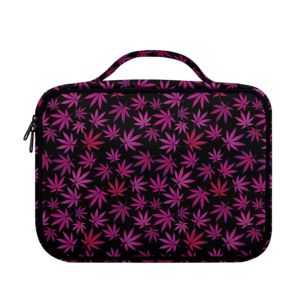 Purple Marijuana Leaf Pattern Print Briefcase Bible Bag