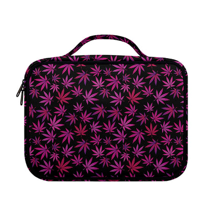 Purple Marijuana Leaf Pattern Print Briefcase Bible Bag