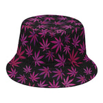Purple Marijuana Leaf Pattern Print Bucket Hat