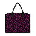 Purple Marijuana Leaf Pattern Print Canvas Tote Bag