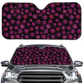 Purple Marijuana Leaf Pattern Print Car Windshield Sun Shade