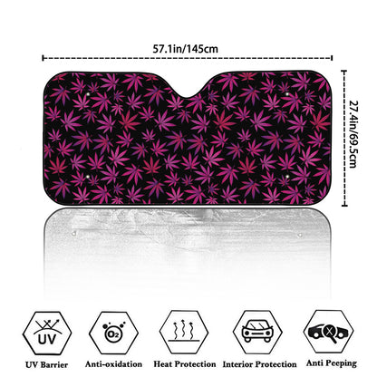 Purple Marijuana Leaf Pattern Print Car Windshield Sun Shade