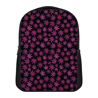 Purple Marijuana Leaf Pattern Print Casual Backpack