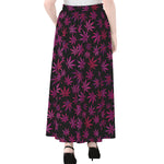 Purple Marijuana Leaf Pattern Print Chiffon Maxi Skirt