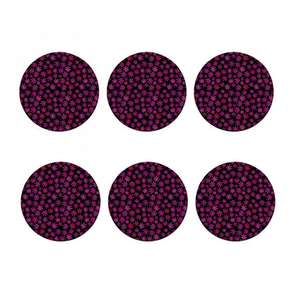 Purple Marijuana Leaf Pattern Print Coaster Set