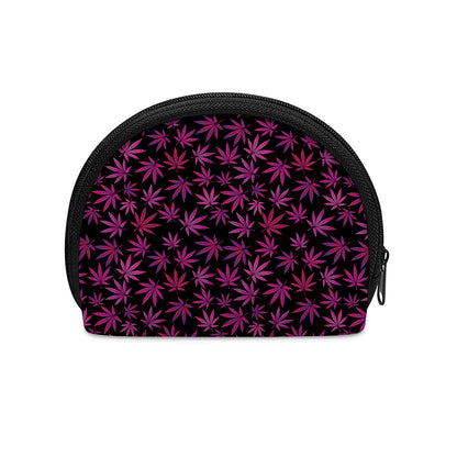 Purple Marijuana Leaf Pattern Print Coin Purse