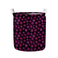 Purple Marijuana Leaf Pattern Print Collapsible Laundry Basket