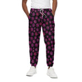 Purple Marijuana Leaf Pattern Print Cotton Sweatpants