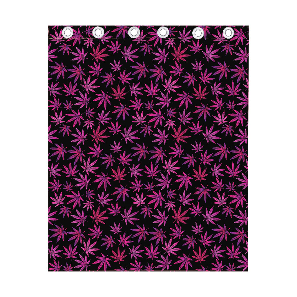 Purple Marijuana Leaf Pattern Print Curtain