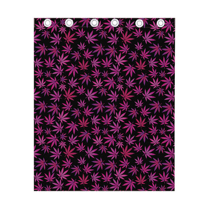 Purple Marijuana Leaf Pattern Print Curtain