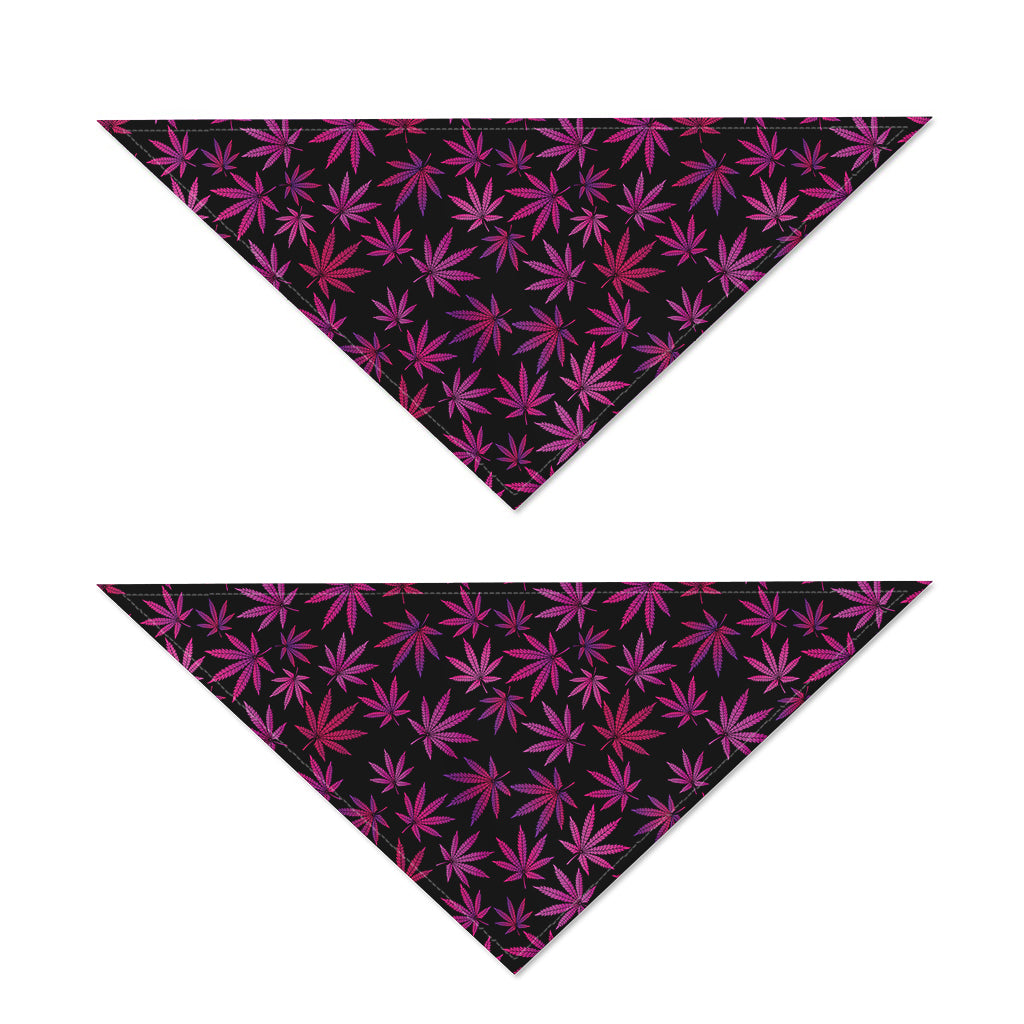 Purple Marijuana Leaf Pattern Print Dog Bandana