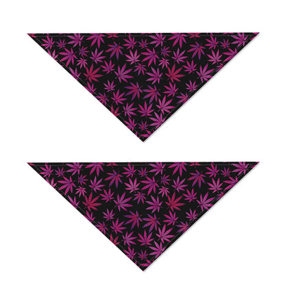 Purple Marijuana Leaf Pattern Print Dog Bandana