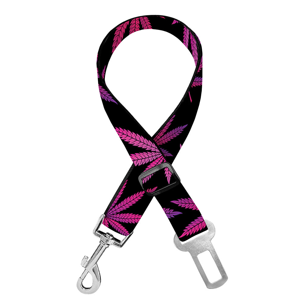 Purple Marijuana Leaf Pattern Print Dog Seat Belt