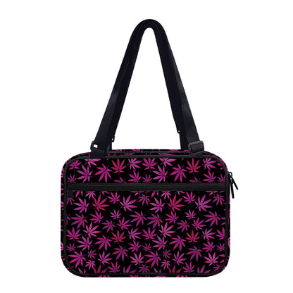 Purple Marijuana Leaf Pattern Print Double Strap Bible Bag