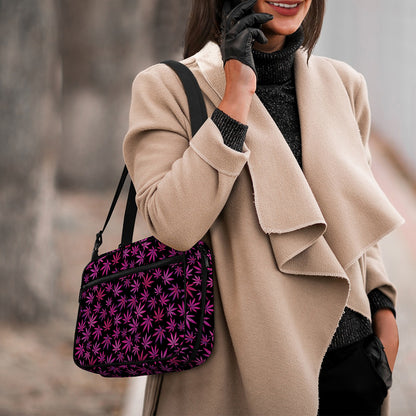 Purple Marijuana Leaf Pattern Print Double Strap Bible Bag