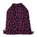 Purple Marijuana Leaf Pattern Print Drawstring Bag