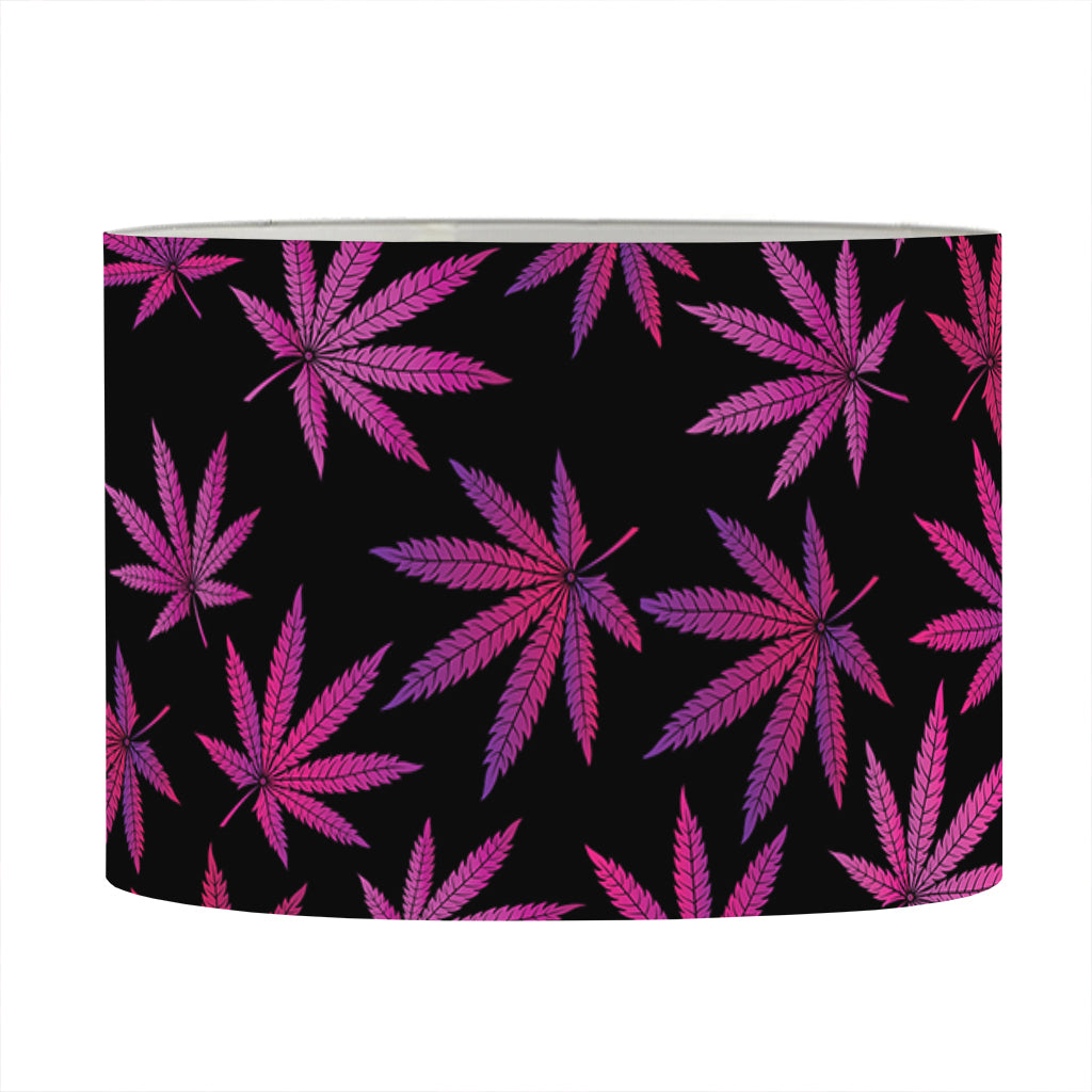 Purple Marijuana Leaf Pattern Print Drum Lamp Shade