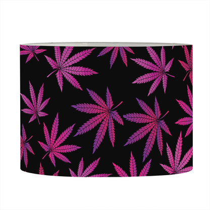 Purple Marijuana Leaf Pattern Print Drum Lamp Shade