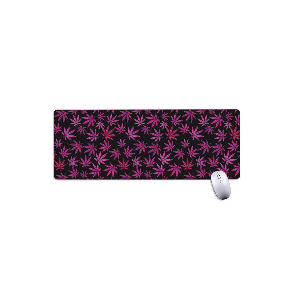 Purple Marijuana Leaf Pattern Print Extended Mouse Pad