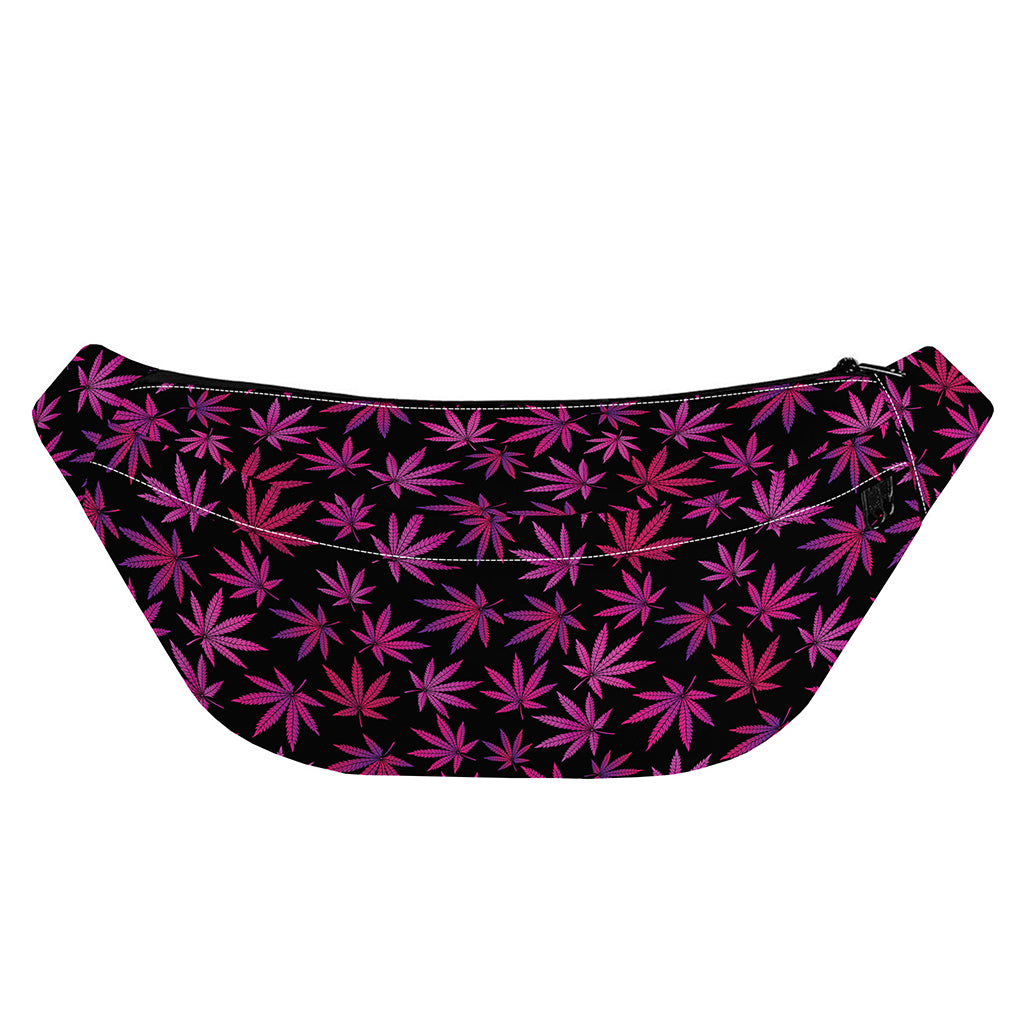 Purple Marijuana Leaf Pattern Print Fanny Pack