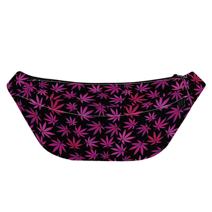 Purple Marijuana Leaf Pattern Print Fanny Pack