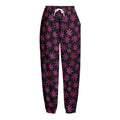 Purple Marijuana Leaf Pattern Print Fleece Lined Knit Pants