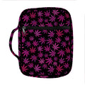 Purple Marijuana Leaf Pattern Print Front Pocket Bible Bag