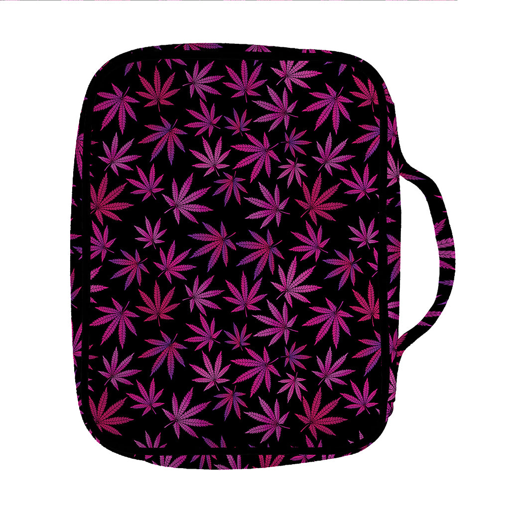 Purple Marijuana Leaf Pattern Print Front Pocket Bible Bag