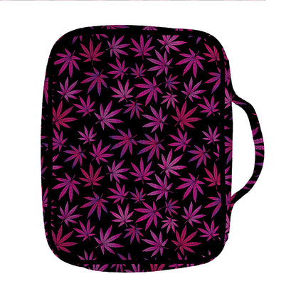 Purple Marijuana Leaf Pattern Print Front Pocket Bible Bag