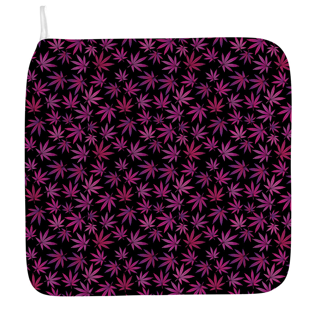 Purple Marijuana Leaf Pattern Print Hand Towel