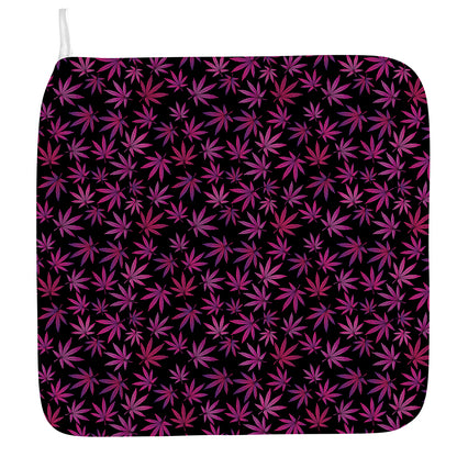 Purple Marijuana Leaf Pattern Print Hand Towel