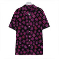 Purple Marijuana Leaf Pattern Print Hawaiian Shirt