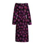 Purple Marijuana Leaf Pattern Print Hooded Bathrobe