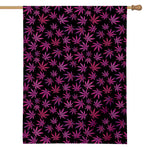 Purple Marijuana Leaf Pattern Print House Flag