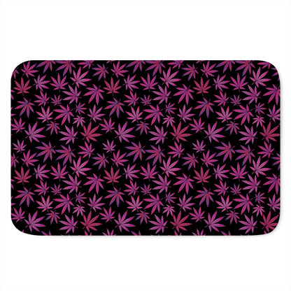 Purple Marijuana Leaf Pattern Print Indoor Door Mat