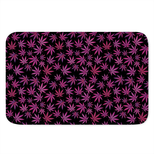 Purple Marijuana Leaf Pattern Print Indoor Door Mat