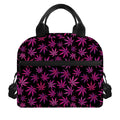 Purple Marijuana Leaf Pattern Print Insulated Lunch Bag