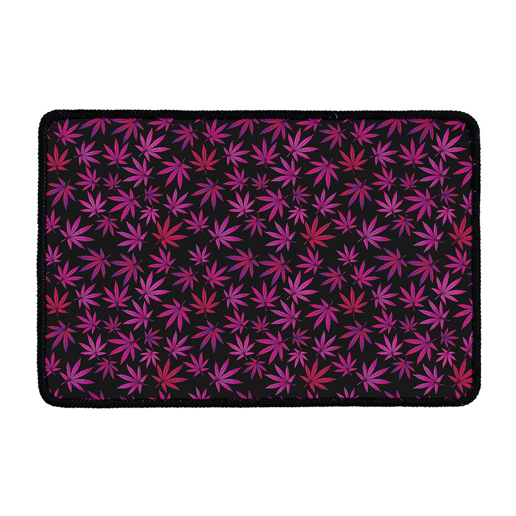 Purple Marijuana Leaf Pattern Print Kitchen Mat