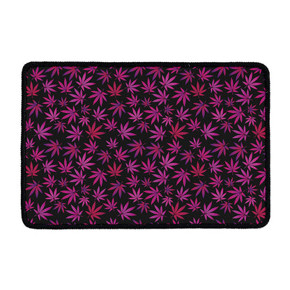 Purple Marijuana Leaf Pattern Print Kitchen Mat