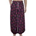 Purple Marijuana Leaf Pattern Print Lantern Pants