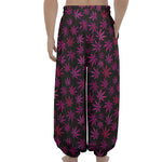 Purple Marijuana Leaf Pattern Print Lantern Pants
